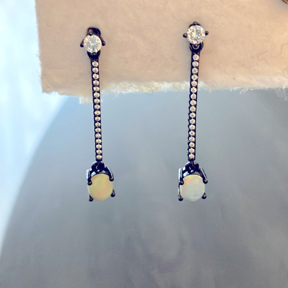 Opal drop earrings sterling silver